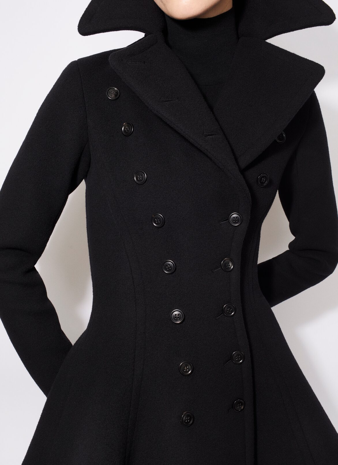 WOOL PRINCESS COAT ALAÏA BLACK WOOL PRINCESS COAT